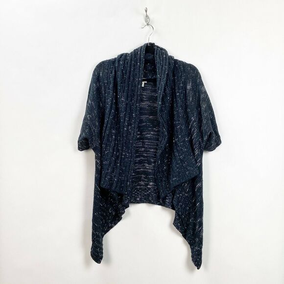 Cato 14/16W Plus Womens Dark Gray Marled Open Front Waterfall Sweater Cardigan - Picture 1 of 6